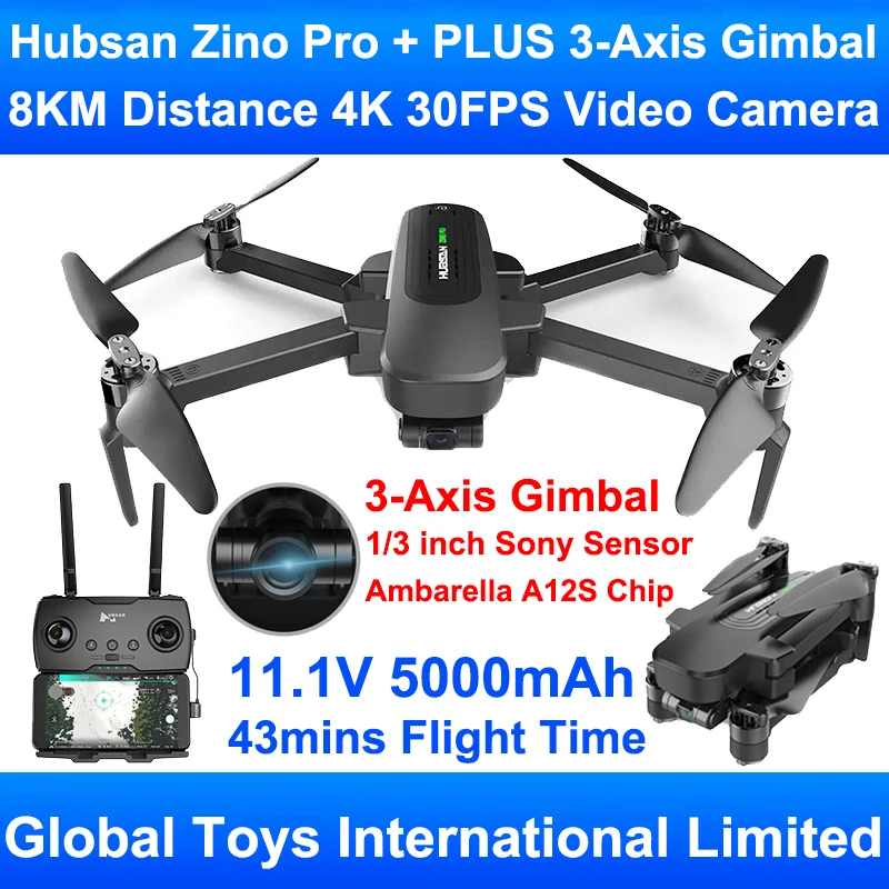 Hubsan Zino Pro Plus With 3-Axis Gimbal 4K Professional Camera GPS 5.8G 8KM FPV - £572.90 GBP+