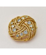 Rhinestone circle brooch gold tone, round crystal pin - $502.13 MXN