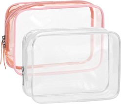 Clear Makeup Pouch 2 Pack TSA Approved Cosmetic Bag Organizer Small Makeup Bags  - £15.69 GBP