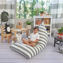 Butterfly Craze Bean Bag Chair Cover, Functional Toddler Toy, Grey Stripe - $31.98