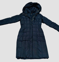Cole Haan Signature Quilted Down Coat Sz Small Knee Length Navy Blue Dow... - $89.05
