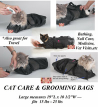 LARGE CAT GROOMING Nail Clip Bath Travel BAG NO BITE SCRATCH RESTRAINT S... - $21.99