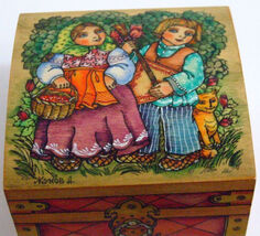 Handpainted Wooden Box "COUPLE IN ROSE GARDEN" BY DIMITRY ZHUKOV SIGNED - $64.78