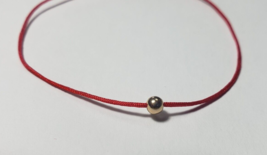 14K Solid Gold Bead Red String Bracelet Good Luck Protection Power Money - £11.63 GBP