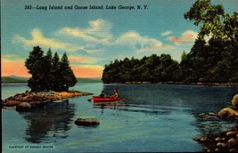 Long Island And Goose Island Lake George New York  Linen Vintage Post Card bk43 - £3.17 GBP