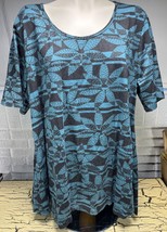 Lularoe Tee T Shirt Top Tunic Women’s Plus Size 2X Blue Black Spring Flo... - $24.99