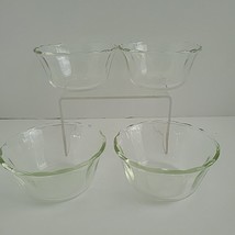 Set 4 Fire King 424 Scalloped Edge Glass Custard Cups Ramekins 6 oz  Clear MCM - £13.18 GBP