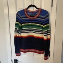 American Eagle Women’s Sz M Wool Blend Rainbow Sweater Cropped Knit Long Sleeve - £22.09 GBP