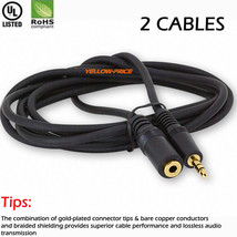 2Pcs 3Ft 3.5Mm Audio Aux Cable Male To Female Stereo Extend All Headset ... - £15.18 GBP