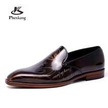 Men Summer Leather Shoes Hair Stylist Italian Glossy Patent Open Ee Slip On Brit - £130.97 GBP