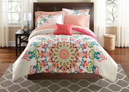 Coral Medallion 8 Piece Bed in a Bag Comforter Set with Sheets, King - £54.13 GBP