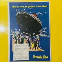 1958 French Line France-Afloat Cruise Line Vintage Print Ad Liberte Ship - $9.85