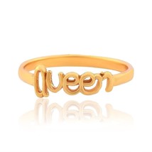 Gold Plated Brass Queen Engraved Design Finger Ring Fashion Jewellery Fo... - $16.49