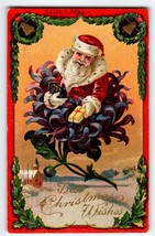 Christmas Postcard Santa Claus Inside Of Flower Bulb Fantasy 1911 Santwa... - £13.91 GBP