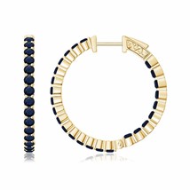 Natural Blue Sapphire Hoops Earrings for Women in 14K Gold (Grade-A , 1.6MM) - £883.27 GBP