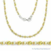 2.5mm Moon Bead Link .925 Sterling Silver 14k Yellow Gold-Plated Chain Necklace - £45.09 GBP+