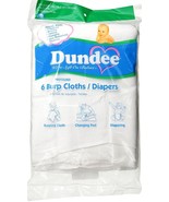 6 burp cloths diapers White 100% COTTON prefolded birdseye weave DUNDEE ... - $547.34 MXN