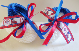 Philadelphia PHILLIES Handmade Baseball Baby Booties - £11.91 GBP