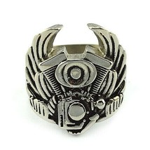 Harley Evolution Engine Ring With Silver Wings Stainless Size 11 - £15.91 GBP