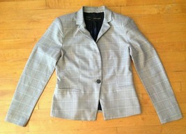 ZARA Basic Women&#39;s Gray Plaid Blazer Size Large - $34.63