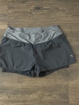 MPG Womens Double Layer 2-in-1 Running Shorts Small Gray Black - £8.99 GBP