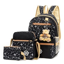 A Three-piece Luggage&amp; Bag Casual Travel Pack Women Canvas Backpack Scho... - £27.46 GBP