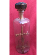 1800’s American Folk Art Glass Bottle With Cross Of The Passion Scene In... - £58.66 GBP