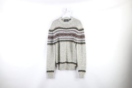 Vintage 90s Streetwear Mens Medium Wool Blend Knit Fair Isle Crewneck Sweater - £47.58 GBP
