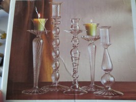 Ravello 5 optic glass crystal candle holders NIB - £39.28 GBP