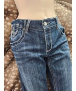 Seven7 Jeans Womens 34/31 Blue Denim Skinny Leg Med Wash Rhinestone Button - £15.47 GBP