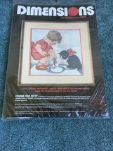 CREAM FOR KITTY DIMENSIONS NO COUNT CROSS STITCH NEW 1987  #3624 - £13.17 GBP
