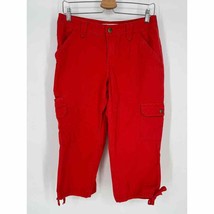 Eddie Bauer Ripstop Cargo Capri Pants Sz 6 Orange 100% Cotton - £17.23 GBP