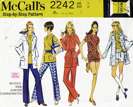 Misses' Casual Coordinates Vintage 1969 McCall's Pattern 2242 Size 7 - £9.59 GBP