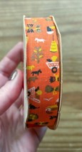 Vintage WFR Orange Fall Harvest Farming Novelty Fabric Ribbon Autumn USA Made - £6.23 GBP