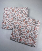 London Kaye Two Standard Pillowcases Mushrooms Flowers Brown Beige Peach - £11.42 GBP