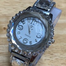Charming Charles Unisex Silver Large Crystals Analog Quartz Watch~New Battery - £10.45 GBP
