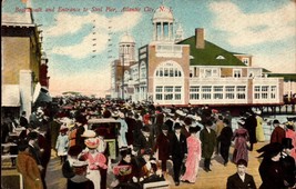 Vintage POSTCARD- Boardwalk And Entrance To Steel Pier, Atlantic City, Nj BK61 - £3.16 GBP