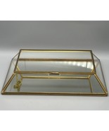 Artisan De Luxe Glass Gold Mirrored Display Case Jewelry Box Hinged Lid ... - $37.04