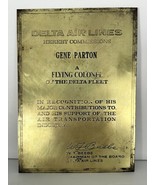 Delta Airlines Brass Plaque Commemorating a &quot;Flying Colonel&quot; of the fleet. - $467.49 MXN