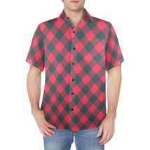 Men&#39;s Red Plaid Pattern Crinkle Short Sleeve Shirt - £18.78 GBP