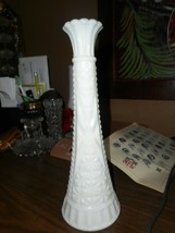 Vintage Anchor Hocking Star and Bars Milk Glass Bud Vase - about 8.5 Inches - $13.29