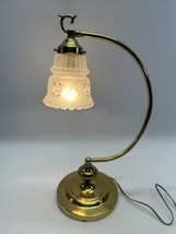 Antique Brass or Bronze Desk Student Banker Adjustable Lamp w/Glass Shade - $75.72