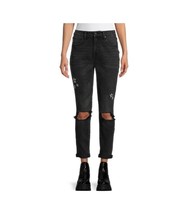 No Boundaries Mom Jeans Women&#39;s Juniors Destructed Black Star Size 15 FR... - $21.57 CAD