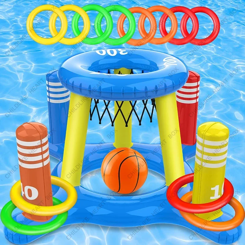 Inflatable Ring Throwing Ferrule Toss Game Set Floating Pool Toy Beach Fun - £11.28 GBP+