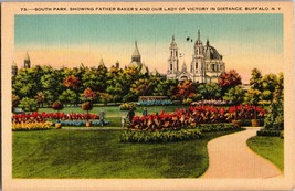 VTG Postcard, South Park, Father Bakers and our Lady of Victory, Buffalo, NY - £4.79 GBP