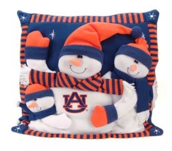 Auburn University Tigers NCAA Team Snowman Christmas Winter Fleece Decor Pillow - £17.83 GBP