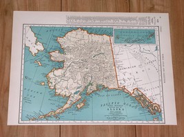 1941 Vintage Map Of Alaska Anchorage Juneau Fairbanks / Wyoming Yellowstone Park - £18.71 GBP