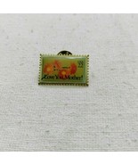 USPS Stamp Love You Mother USA 22¢ 1987 Pin Brooch Green Orange Floral D... - £7.00 GBP