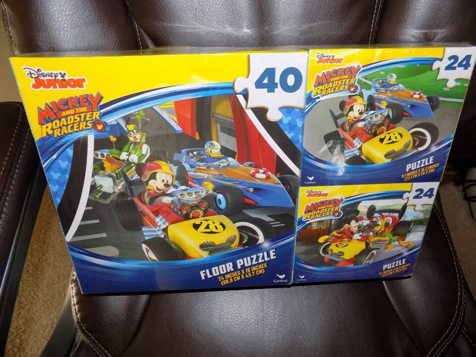 Primary image for Disney Junior Mickey and the Roadster Racers 3-Pack Puzzle Set New
