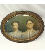 Bubble Glass Picture Frame Man Woman Antique Ornate Photo Oil - $230.51 CAD